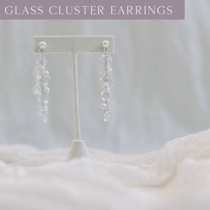 Sea Glass Earrings, Bridal Beach Wedding Earrings, Bridal Earrings, Something Blue Earrings, Sea Glass Statement Earrings image 1