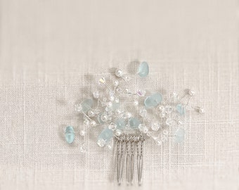 Sea Glass Hair Pin, Sea Glass Wedding Accessory, Coastal Wedding Hair Pin, Bridal Hair Accessory, Beach Wedding