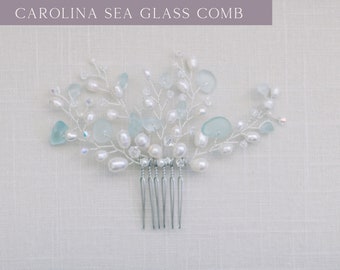 Sea Glass Hair Comb, Sea Glass Wedding Accessory, Coastal Wedding Hair Comb, Bridal Hair Accessory, Beach Wedding