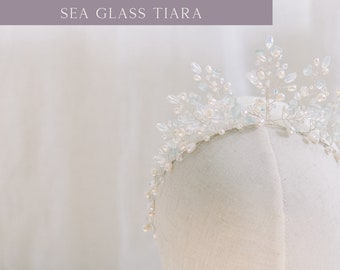 Sea Glass Tiara, Sea Glass Hair Vine, Bridal Hair Accessory, Something Blue Hair Piece, Bridal Tiara, Beach Wedding Jewelry