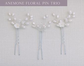 Clay Flower Hair Pin, Bridal Flower Hair Pin, Elegant Bridal Hair Accessory, Hair Pin for Wedding Handmade Headpieces Sustainable Wedding