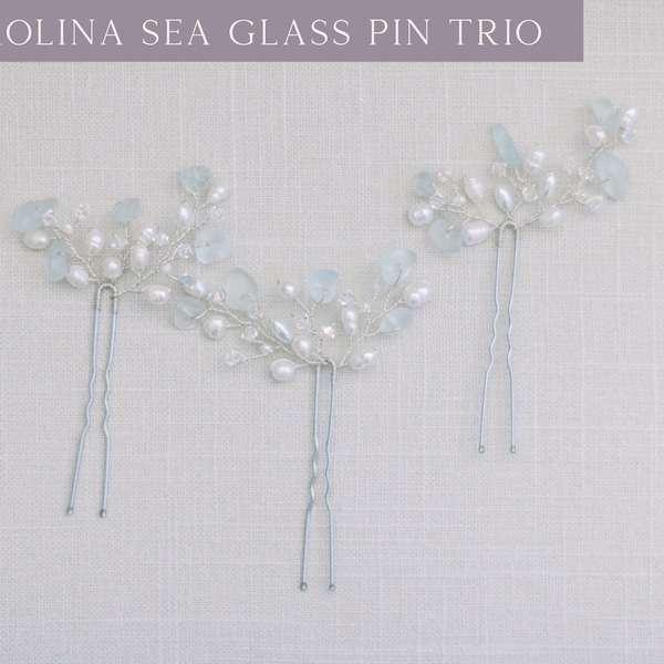 Mini Sea Glass Hair Pin, Sea Glass Wedding Accessory, Sea Glass Hair Pin, Bridal Hair Accessory, Beach Wedding