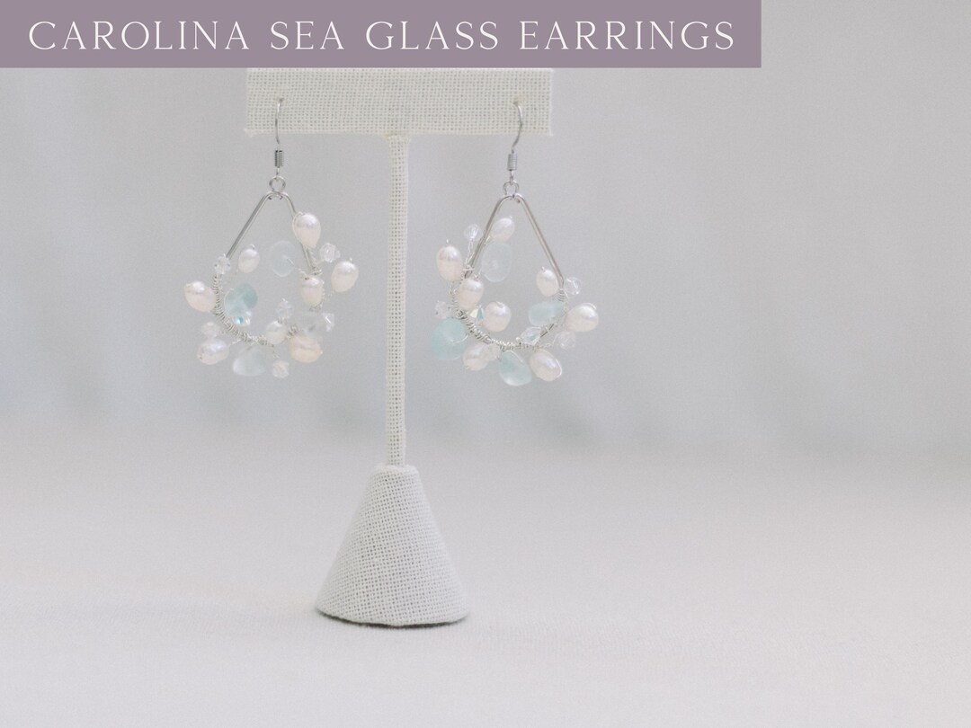 Sea Glass Earrings, Bridal Beach Wedding Earrings, Bridal Earrings