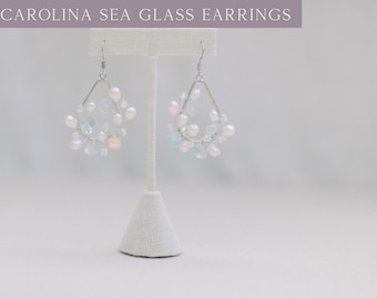 Sea Glass Earrings, Bridal Beach Wedding Earrings, Bridal Earrings, Something Blue Earrings