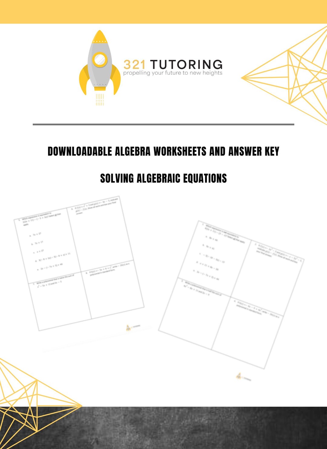 Solving Algebraic Equations Algebra Homeschool Worksheet and Answer Key ...