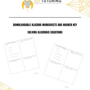 Lösen algebraischer Gleichungen Algebra Homeschool Arbeitsblatt und Antwortschlüssel PDF Printable Download