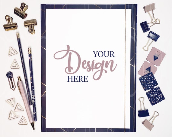 Styled Stock Photo Blank Desktop With Clipboard Mockup Product