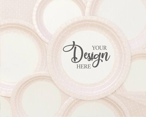 Pink Plates Mock Up Styled Photography Product Mockup Disposable