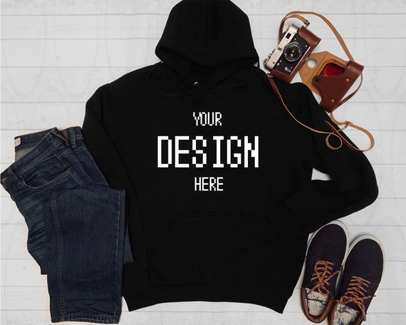 Download Free Blank Black Hoodie Mockup Jeans Photo Camera Flat Lay All New Amazing Mockups PSD Mockup Template