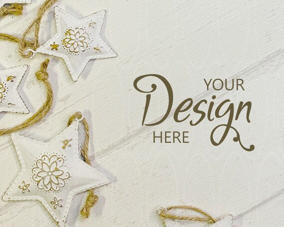 Flatlay Styled Stock Photography Christmas Background Mockup White Xmas