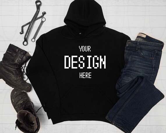 Download Free Black Hoodie Shirt Apparel Mockup Hooded SweaT-Shirt ...