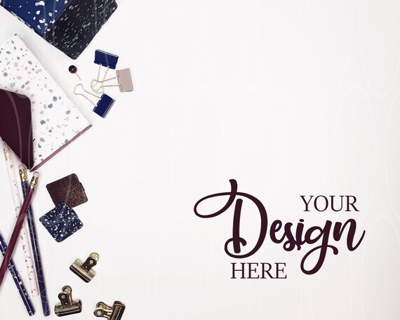 Product Mockup Burgundy And Blue Stationery Mock Up Styled