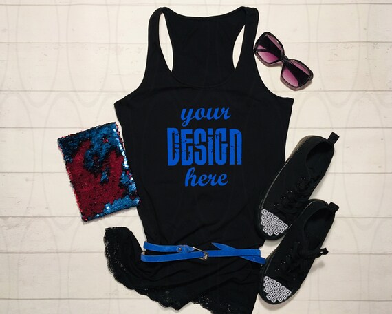 Slyled Stock Photo Black Tank Top For Women Girls