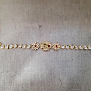 Kundan Sheeshpool/Headband/Matha Patti - Red