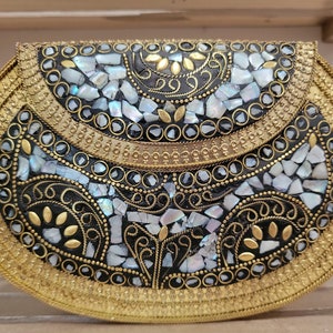 Gold Mosaic Mother of Pearl Vintage Clutch