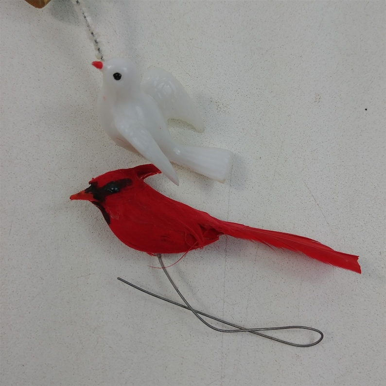Vintage Christmas Picks Santa Reindeer Birds Bell Holiday Package Decor