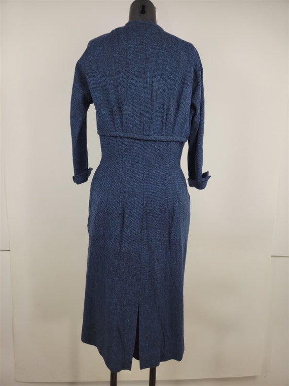 Vintage 1950s R&K Originals Navy Blue Wool Button… - image 7