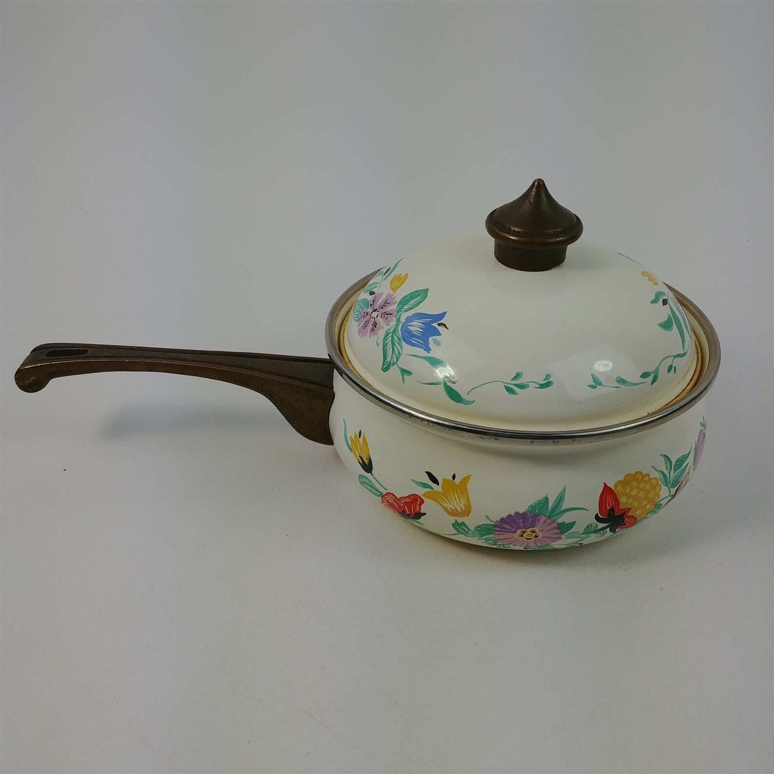 ASTA Enamelware Cookware 18 Saucepan Pot W/ Lid Floral Pattern Etsy