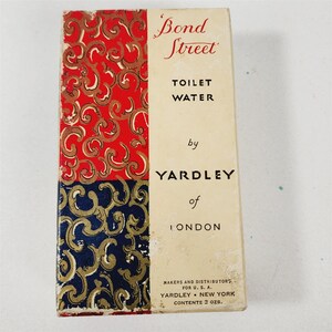 Vintage Yardley Bond Street Toilet Water Empty Bottle in Original Box - 3 oz