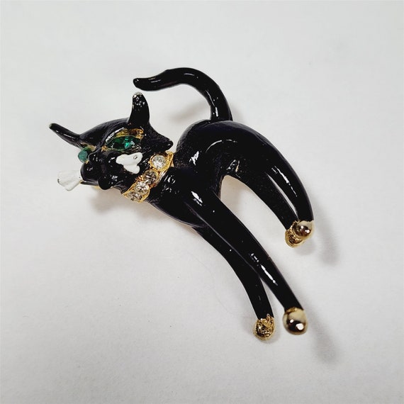 Vintage Capri Black Cat Green Eyes Animal Pin Bro… - image 1