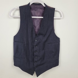Vintage Navy Blue Formal Suit Button Front Vest