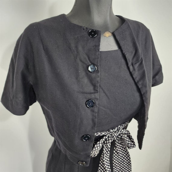 Vintage 1950s Gay Gibson Black Cotton Dress w/ Ja… - image 3