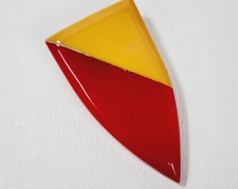 Vintage Butterscotch & Red Bakelite Sheild Shaped Dress Lapel Clip