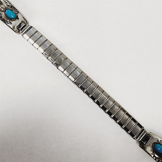 Vintage Native American Silver Turquoise Coral Wa… - image 3