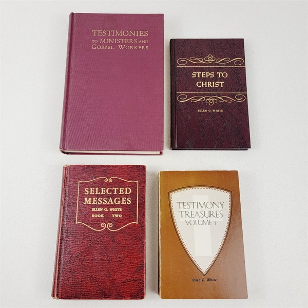 4 Vintage Ellen White SDA Books Testimony Treasures Steps to Christ Ministers