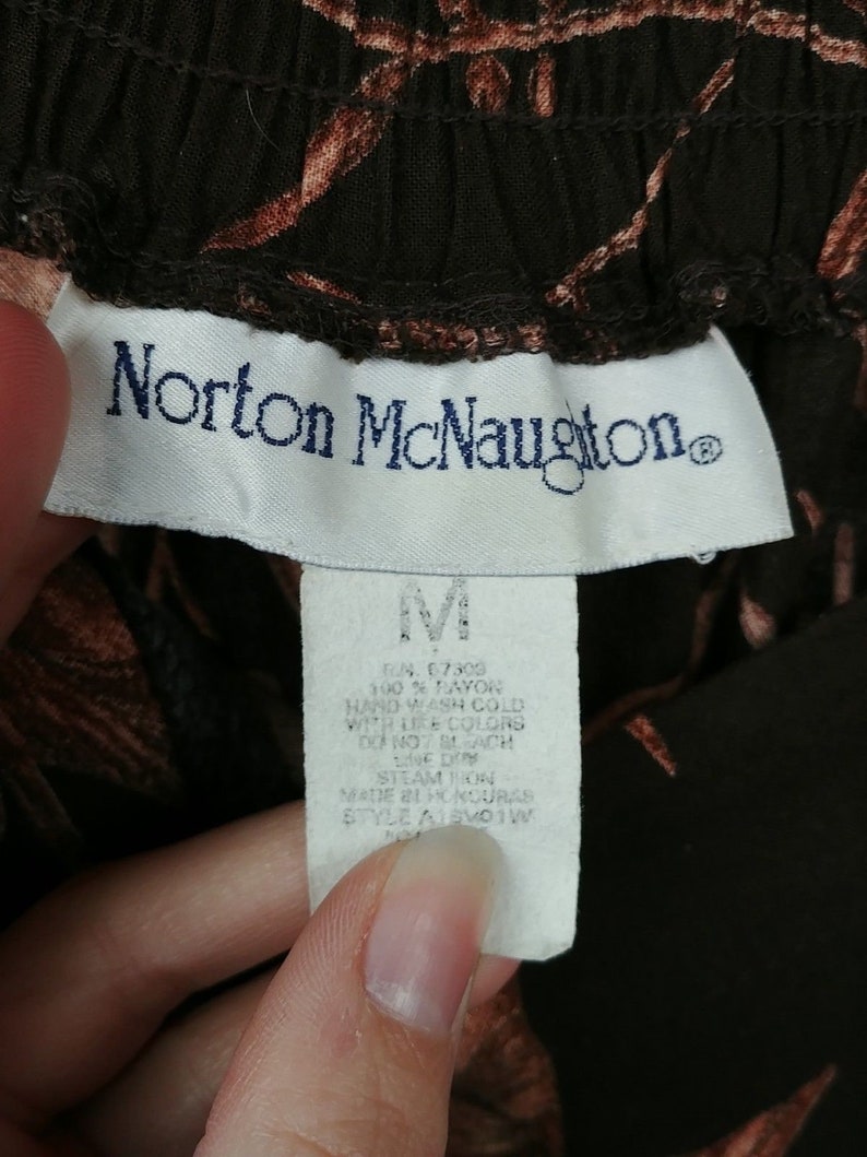 Norton McNaughton Brown Floral Rayon Skirt Womens Size Medium