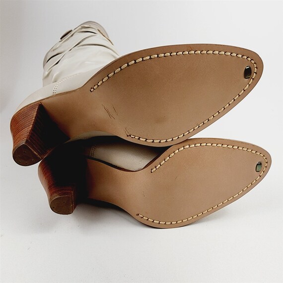 Vintage Laredo Cream Beige Leather Cowboy Boots -… - image 9