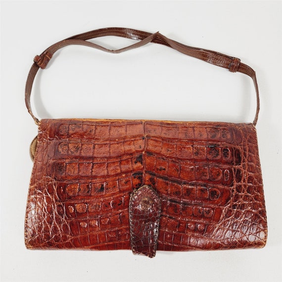 Vintage Black Faux Alligator Skin Handbag Purse - Etsy