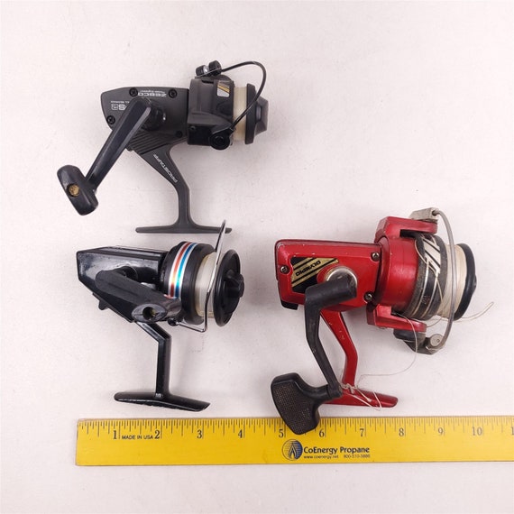 3 Vintage Spinning Reels Olympic Zebco Swift Parts or Repair 