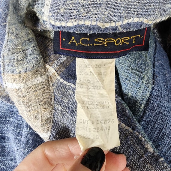 Vintage AC Sport Blue Plaid Button Up Jacket Line… - image 9