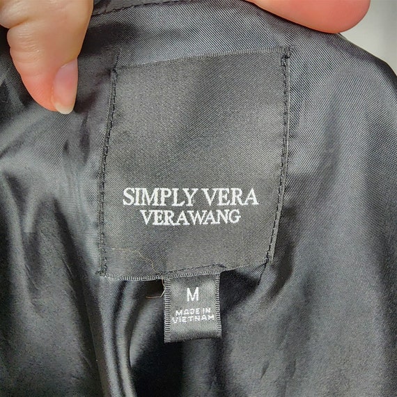 Simply Vera Wang Black Rain Coat Windbreaker Cinch Waist Womens M