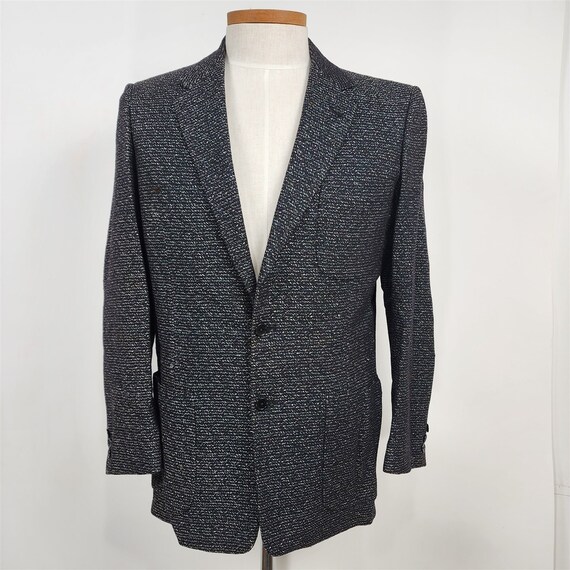 Vintage Middishade Black Tweed 2 Button Suit Jack… - image 1