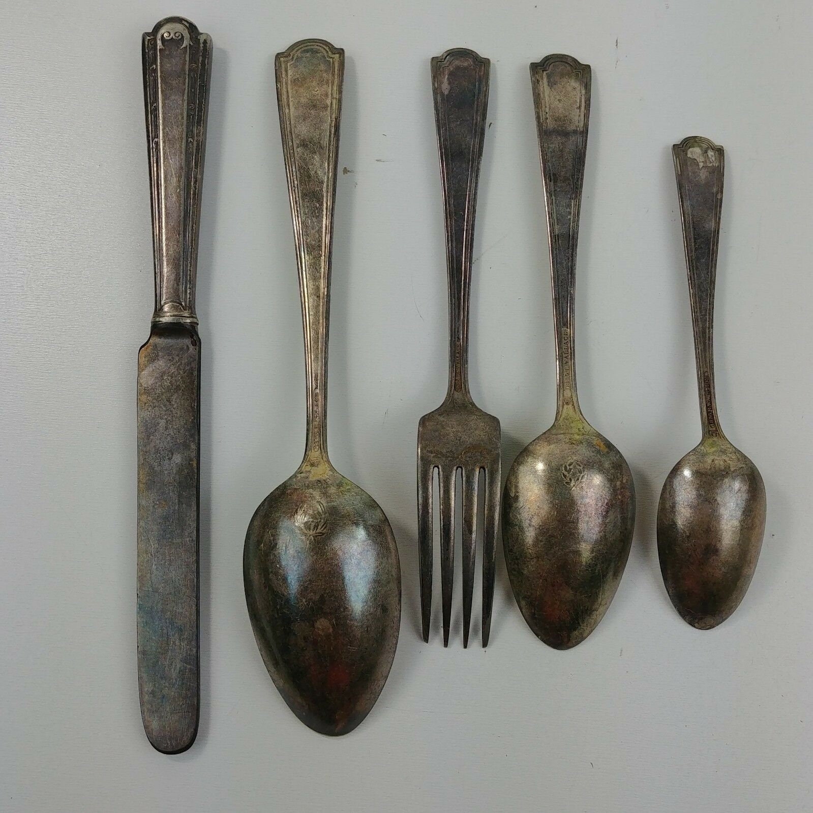 5 Pc. Flatware Antique Silverplate 1835 R. Wallace Set Etsy