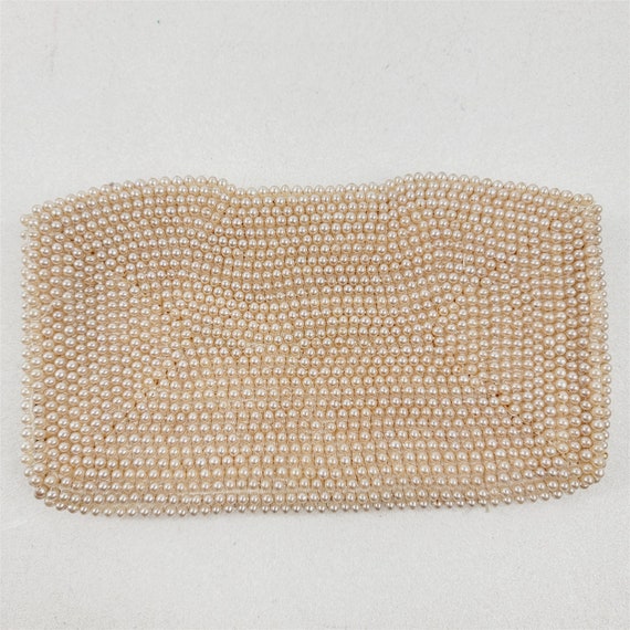 Vintage Faux Pearl Beaded Purse Clutch Bag Evenin… - image 2