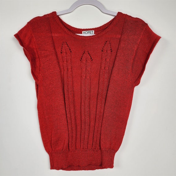 Vintage Koret Career Petites Red Knit Sweater Ves… - image 3