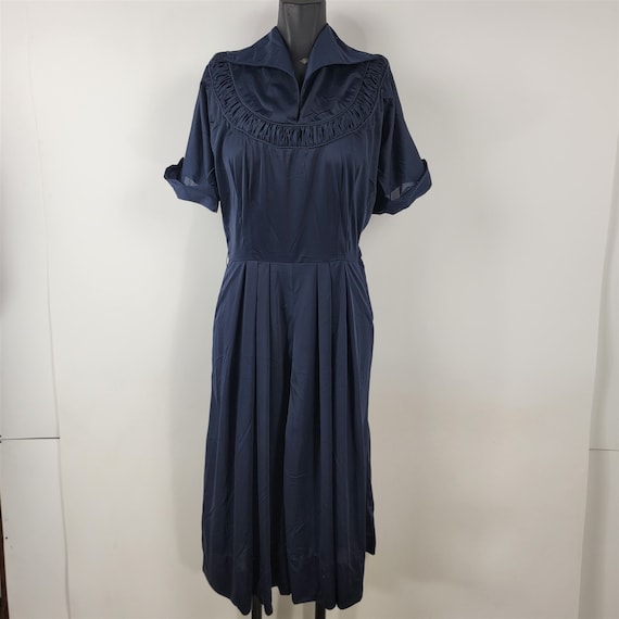 Vintage 1950s Kerrybrooke Navy Blue Nylon Uniform… - image 1