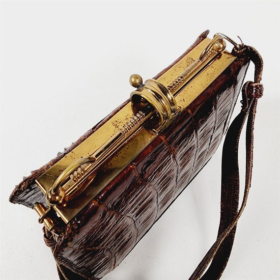 Vintage Alligator Leather Purse Handbag Taxidermy… - image 5