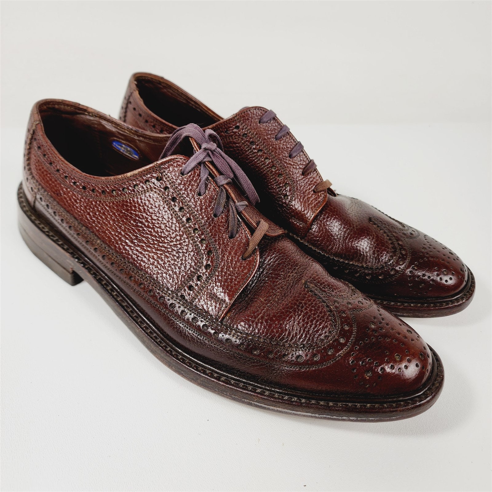 Vintage Florsheim Brown Leather Wingtip Oxfords Dress Shoes  display picture 2