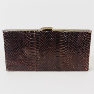 Vintage Brown Lizard Reptile Skin Leather Evening Bag Clutch Purse