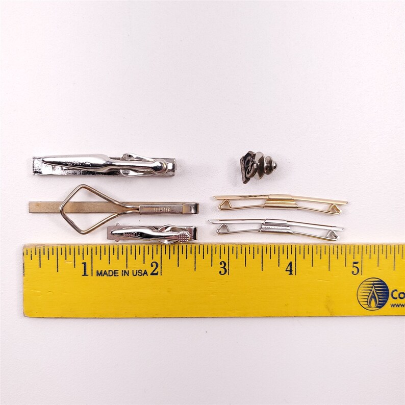 6 Vintage Swank Tie Clip Bar Tie Tack Pin Lot Gold /& Silver Tone