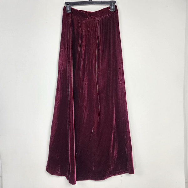 Vintage Burgundy Wine Deep Red Velvet Maxi Skirt Womens Size S