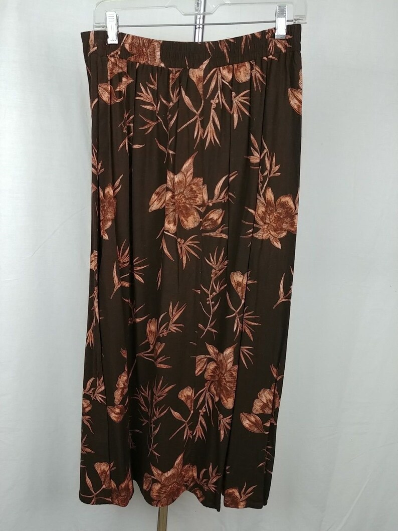 Norton McNaughton Brown Floral Rayon Skirt Womens Size Medium