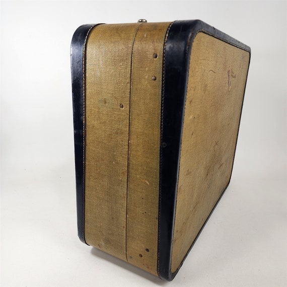 Vintage Sheary Tweed Suitcase Travel Luggage Stre… - image 4