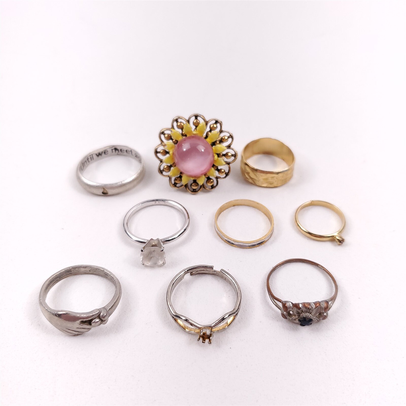 9 Vintage Costume Jewelry Rings Gold & Silver Tone Various Etsy