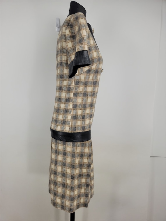 Vintage 1960s Pendleton 2 Piece Plaid Wool Gray &… - image 8