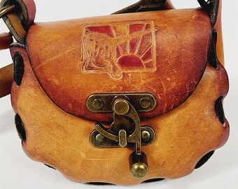 Vintage Leather Purse Handbag Shoulder Bag Unicorn Sunset